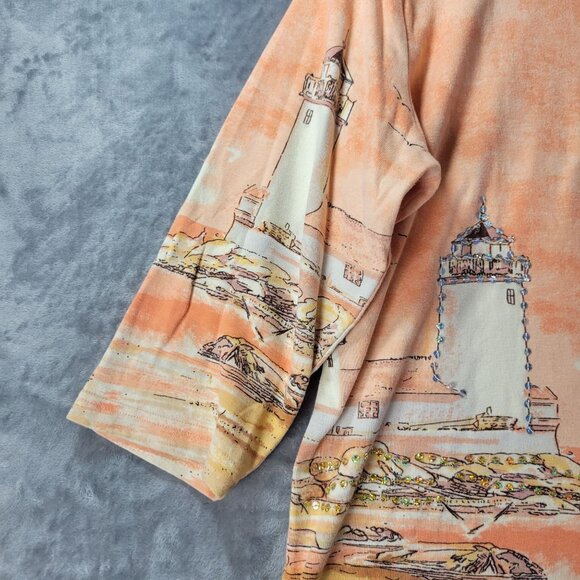 Take Two Women Top L Orange Lighthouse Sailboat‎ Graphic Coastal Nautical Vibe - Picture 3 of 7
